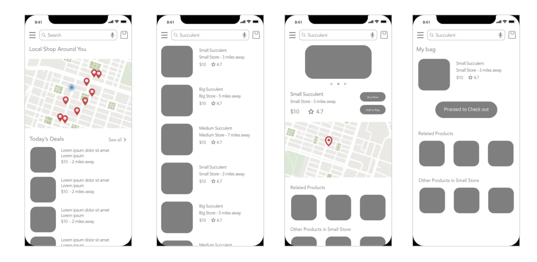Low fidelity wireframes